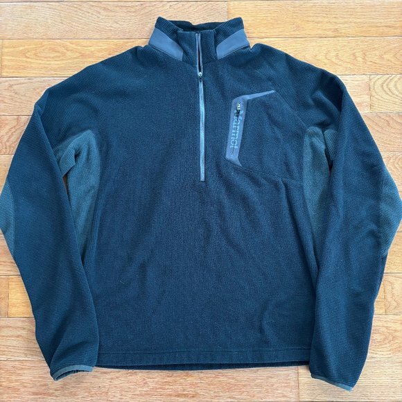 Marmot 1/4 Zip Fleece Pullover Sweater Shirt Mens M Jacket Waffle Alpinist - Picture 1 of 10